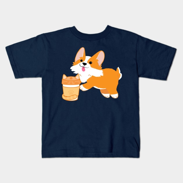 Dog Coffee Addict Kids T-Shirt by NivousArts